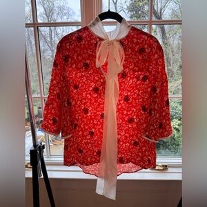 Chloé Floral Necktie Blouse